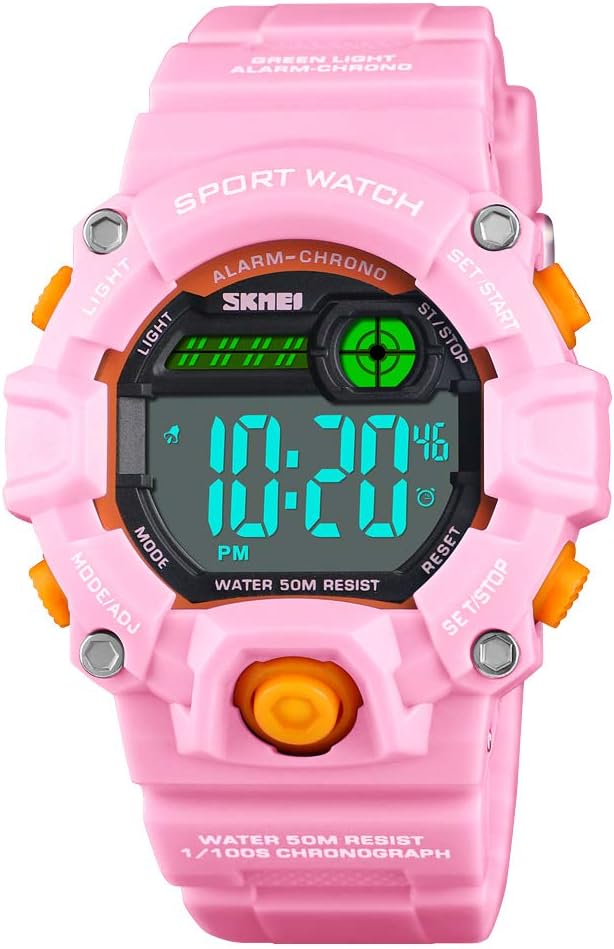 ETOWS® Kids Watches Flash Lights 50m Waterproof Chronograph Digital Boys Girls Sports Watch (Rose red)