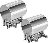 VehiMata 2.5" Stainless Steel Butt Joint Exhaust Clamps 2-Pack - Secure Weld-Free Couplers for Mufflers, Pipes, Catalytic Converters