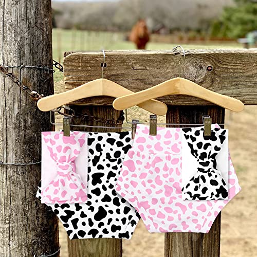 Cow Print Baby Shorts Set Baby Girl Bummies Summer Shorts High Waisted Bloomers And Bows Cow Spot Diaper Cover Baby Shorts Cow Girl Outfit Baby Toddler Clothes Baby Shower Birthday Cake Smash Gift #TOP5