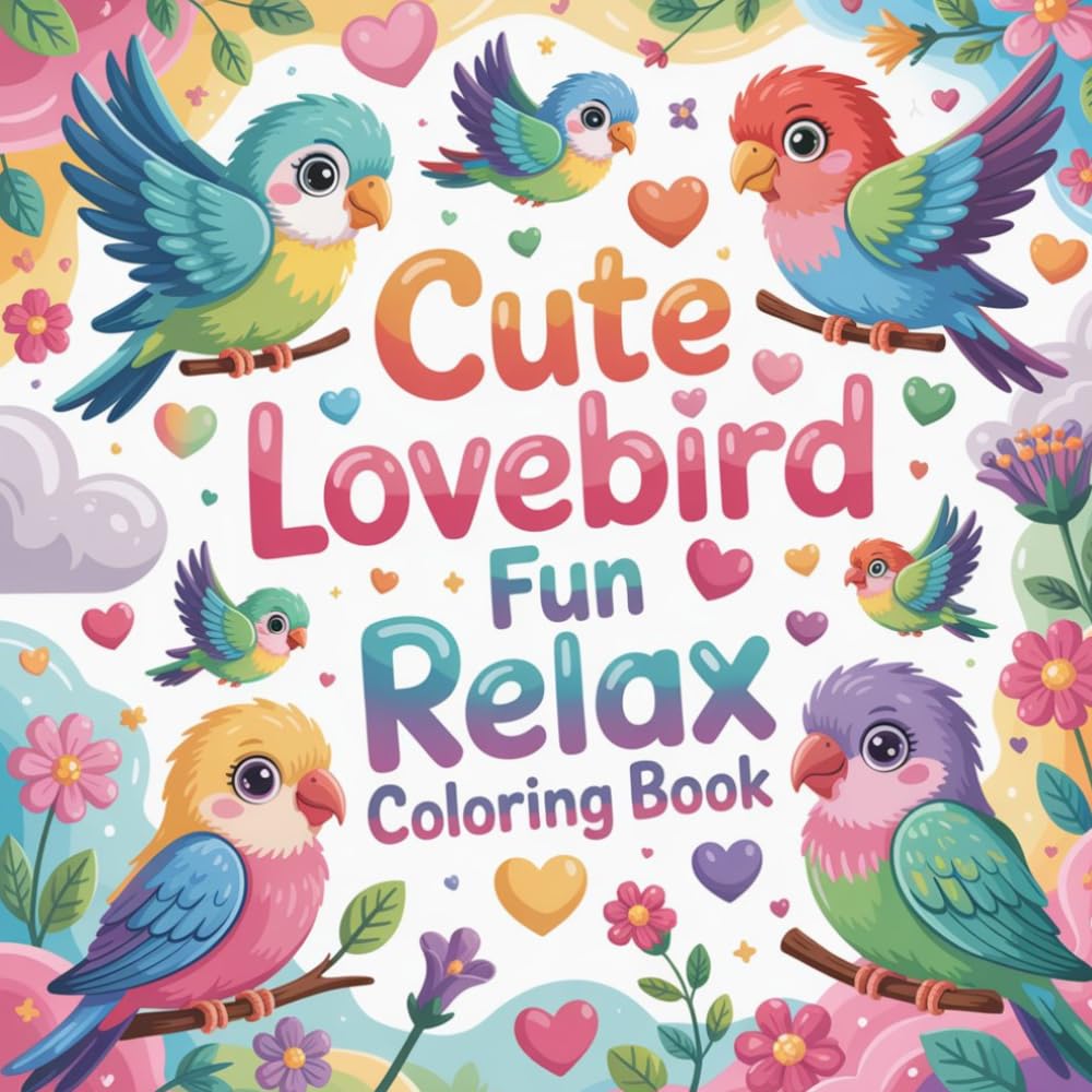 Cute Lovebird Fun Relax Coloring book: Bold and Easy, lovebird coloring, cute bird coloring, romantic birds theme, sweet animal coloring, simple bird ... easy animal coloring, joyful coloring fun