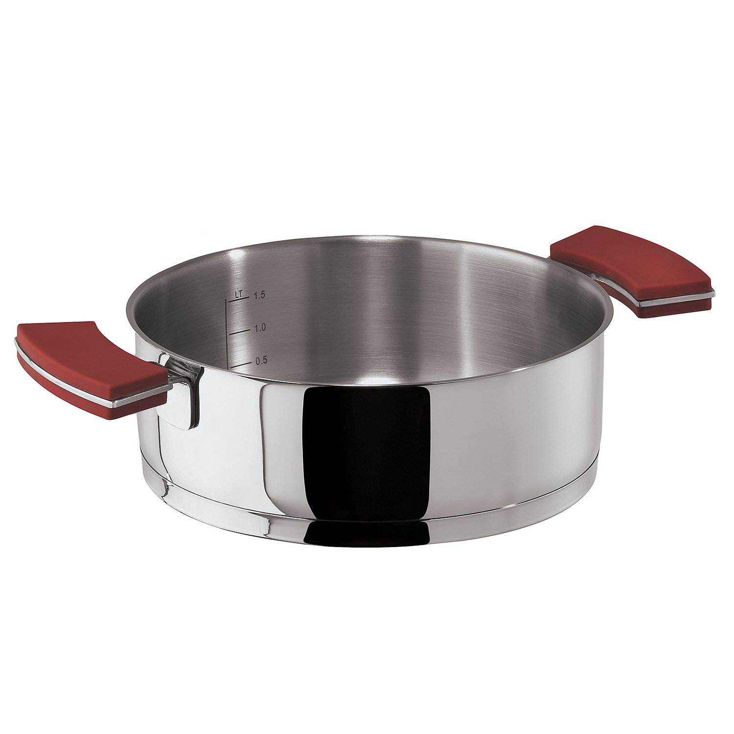 Sambonet 12'O'Clock Red Casseruola 20 cm, Acciaio Inox 18/10, Manici Antiscottatura in Silicone Rosso, con Interno Graduato