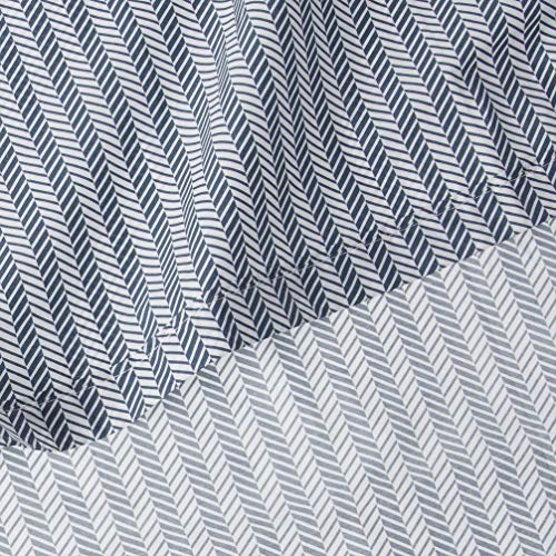 Image of Lacoste 100% Cotton Percale Sheet Set, Herringbone Print, Vintage Indigo, King