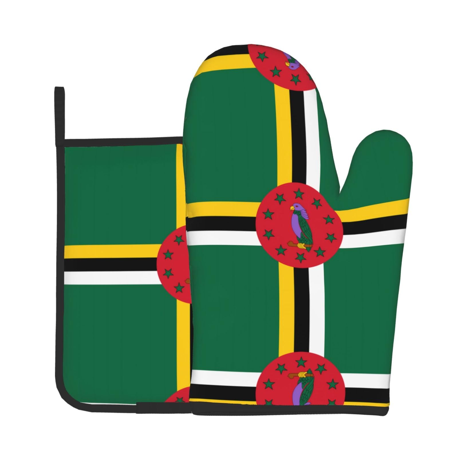 Oven Mitts and Potholders Set of 2 for Kitchen Baking Cooking GrayFlag of The Commonwealth of Dominica Thick and Durable