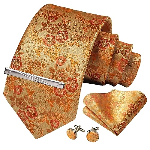 Image of Paisley Floral Mens Tie Formal Necktie Pocket Squares Ties Clips Cufflinks Classic for Men Set