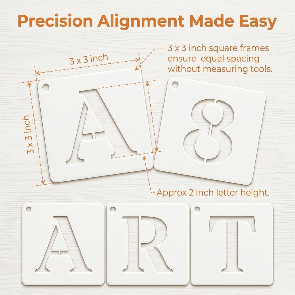 80 Pcs Pochoirs pour Peinture, Pochoir Lettre Alphabet et Chiffre, Modeles Reutilisables en Plastique, Normographe Lettre pour Scrapbooking, Art Projects, Decoration Murale et Bricolage DIY - 3
