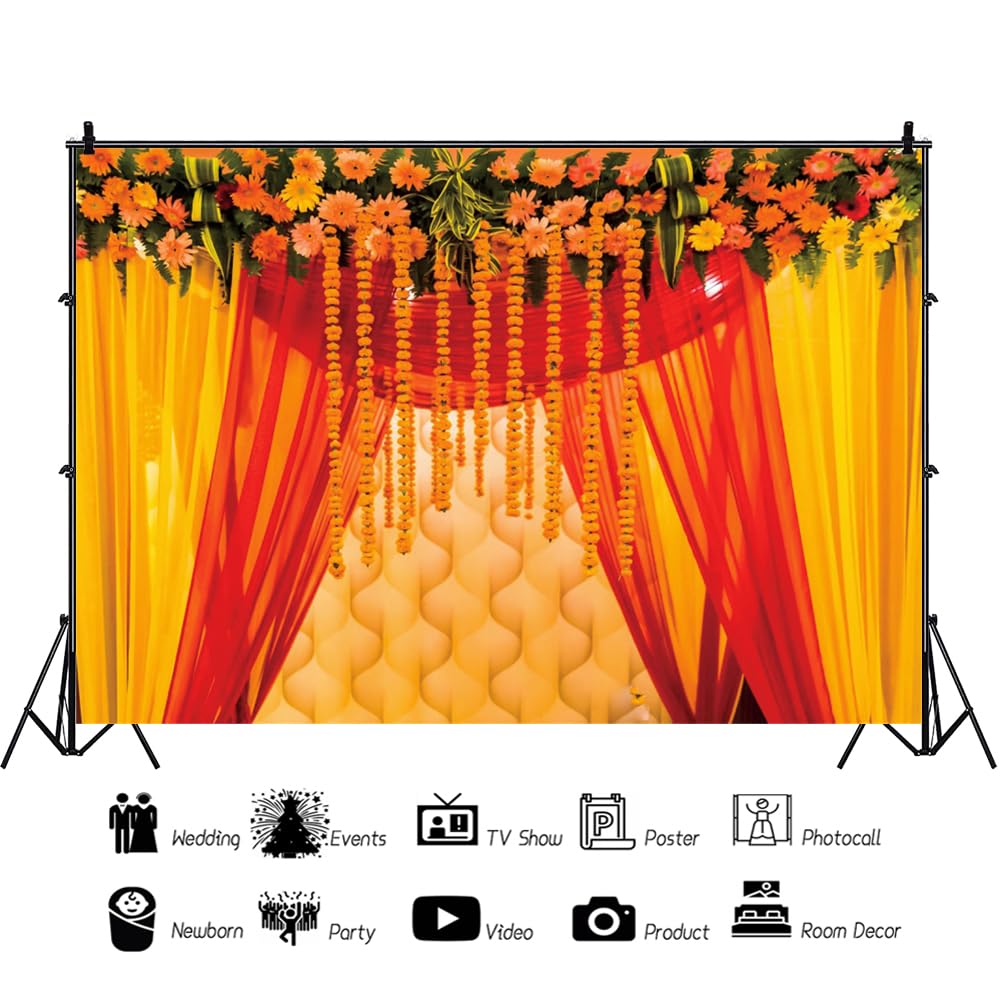 Indischer Hochzeits-Hintergrund „Puja Ganpati Mehndi“ – 3 X 2,4 M, Vinyl, Für Fotos & Deko