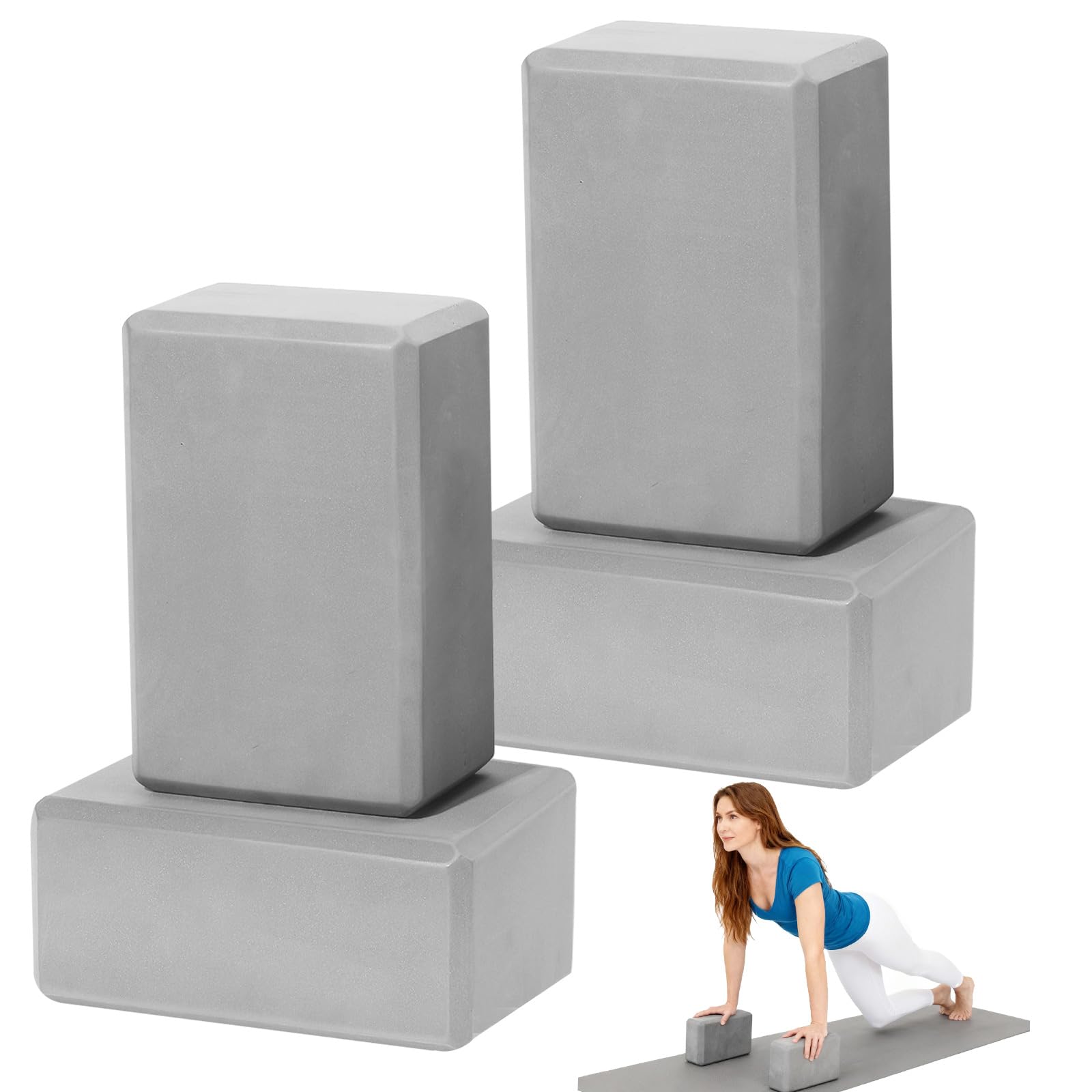 Yoga-Blöcke – Premium-EVA-Schaum-Steine für Pilates-Workout, Stretching, Meditation – Yoga-Block für Flexibilität, Gleichgewicht, Wirbelsäulenkraft, rutschfeste und leichte Übungsblöcke, 4 Stück