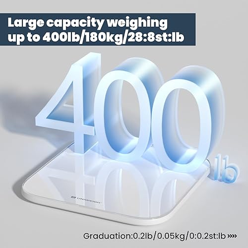 Miniatura 4 de Báscula digital de baño para peso corporal, báscula de peso precisa de hasta 440 libras, báscula corporal con vidrio templado resistente, con