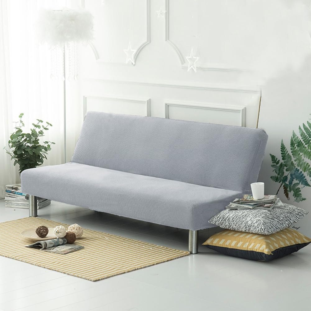 Ciemnozielony futon, pokrowiec o wysokiej rozciągliwości, na sofę bez podłokietników, antypoślizgowy pokrowiec ochronny na składaną kanapę i stylowy ochraniacz na meble