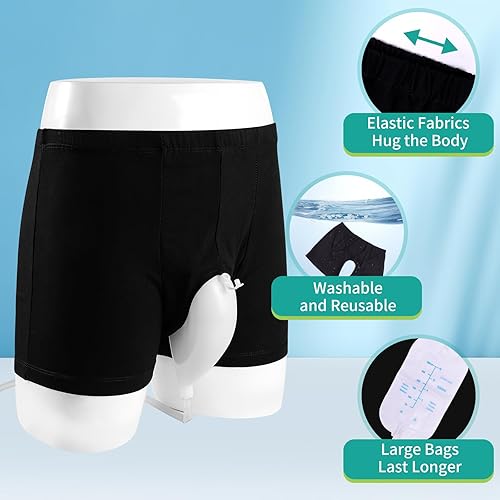 Miniatura 2 de Bolsa de orina portátil, bolsa de orina masculina, pantalones de incontinencia para hombres, bolsas reutilizables portátiles de recolección