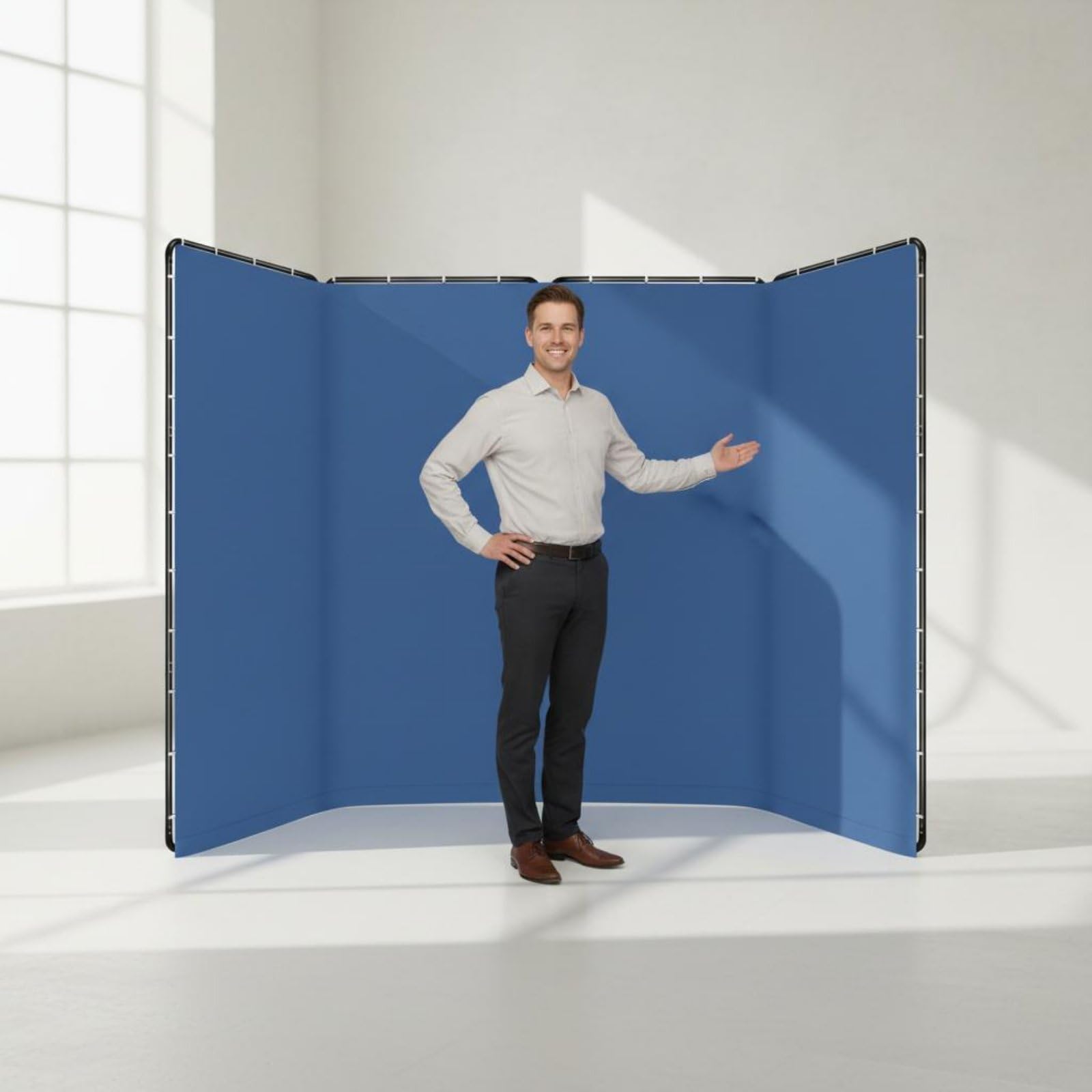 Schermo Fotografico Sfondo Verde Pieghevole Video Pannello Ripresa Tela Supporto Portatile Struttura Compatta Funzione di Compositing Adatto per Studi, Blu