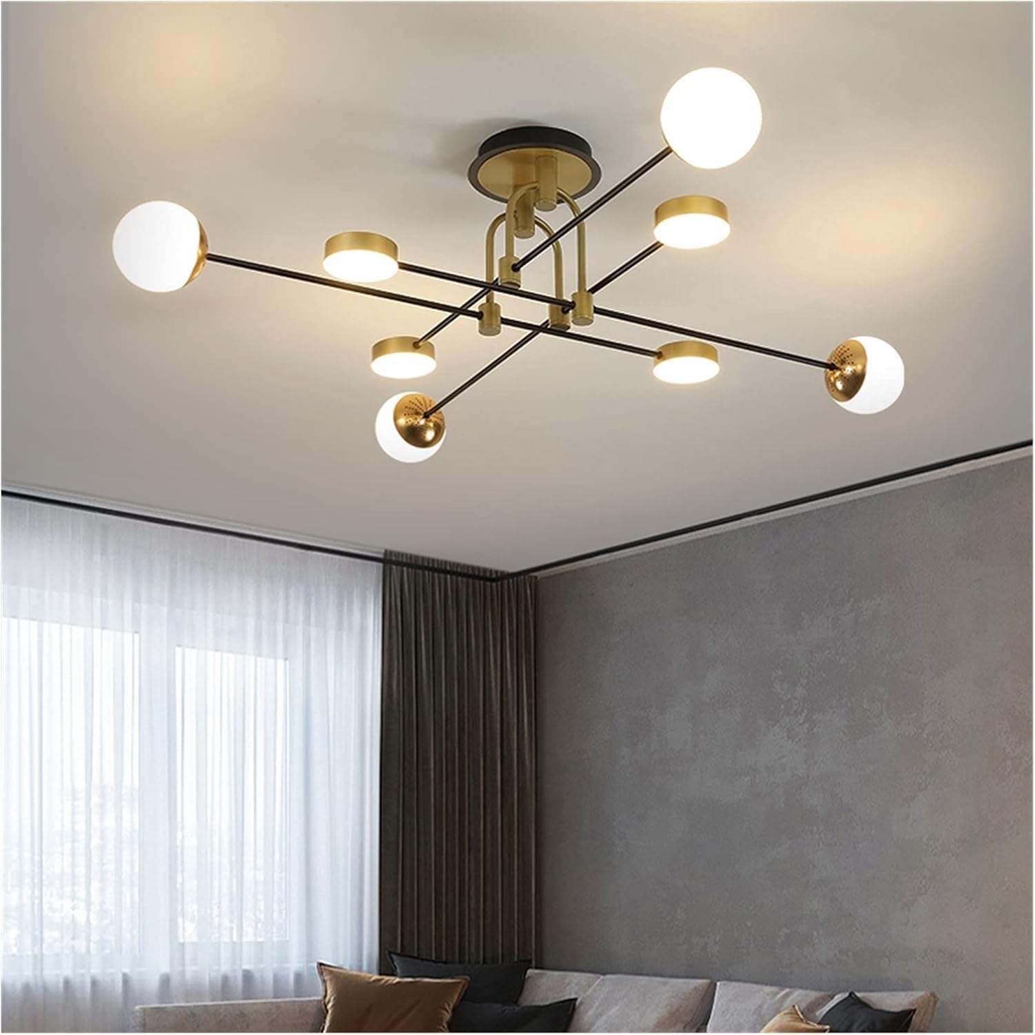 Lustre LED moderne compatible avec salon, salle à manger, cuisine, chambre à coucher, cadre noir et doré, lampe suspendue au plafond,Lampe à Suspension
