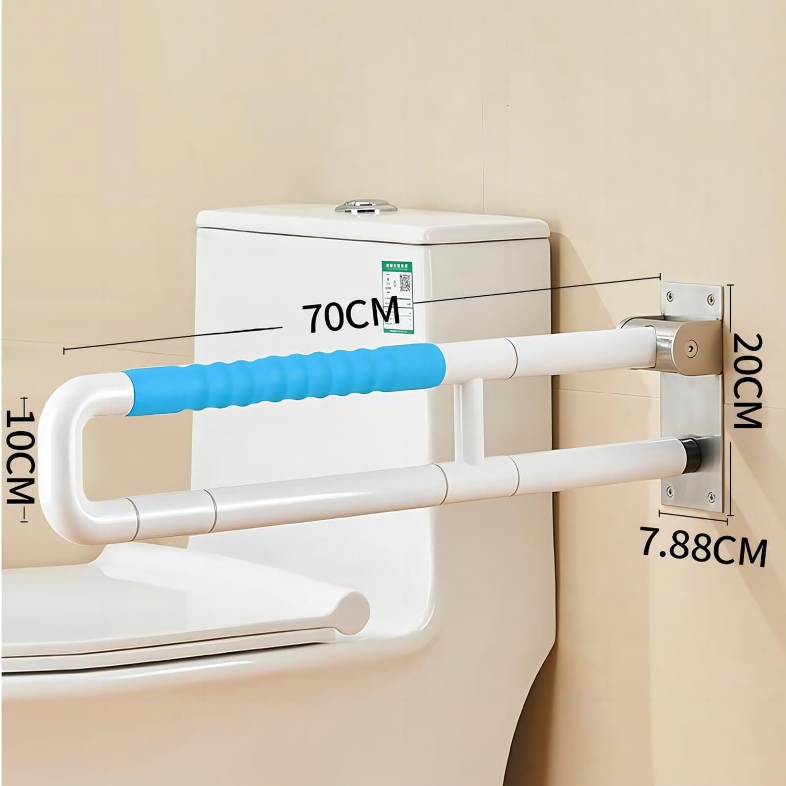 X&Z-XAOY Barandillas De Seguridad Abatibles En Forma De U para WC Barras De Agarre Plegables para Baño Asideros De Inodoro Antideslizantes,27.6″