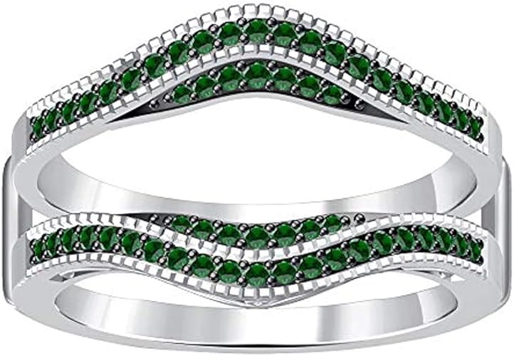 DivaJewel Round Cut Green Emerald 14K White Gold Finish 925