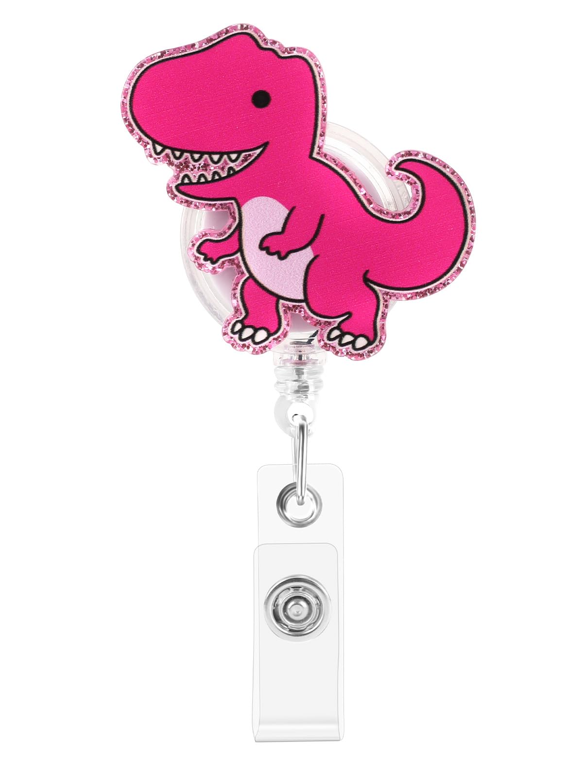 Retractable Badge Reel, Cute Badge Reels for Nurse Badge Holder with Alligator Clip for Doctor Teacher (Dinosaur)