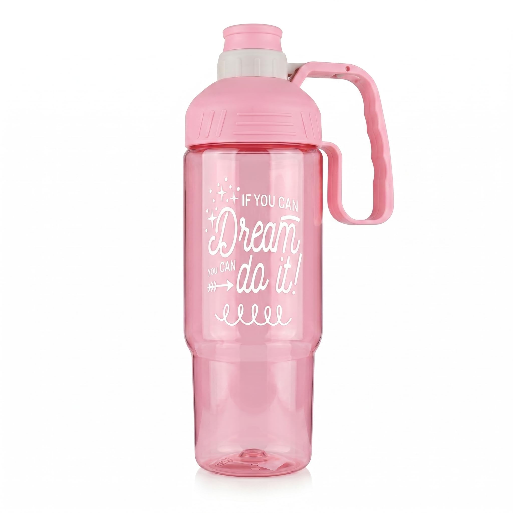 Motivational Shaker Bottle 1000ml | BPA Free | Leakproof Gym Bottle with Carry Handle | 2-in-1 Shaker Sipper (1, Pink)-image-39