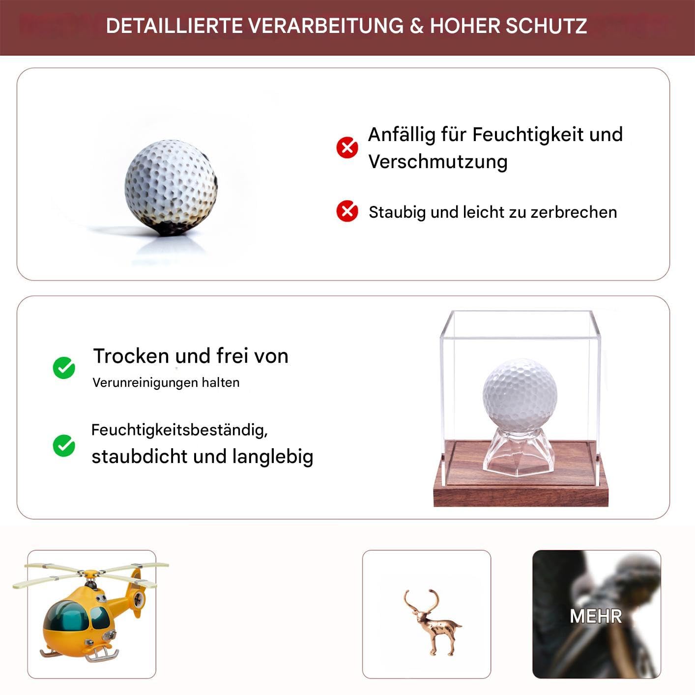 Escaparate para pelotas de golf, transparente, organizador de pelotas de golf, protección contra el polvo, para salón, estudio