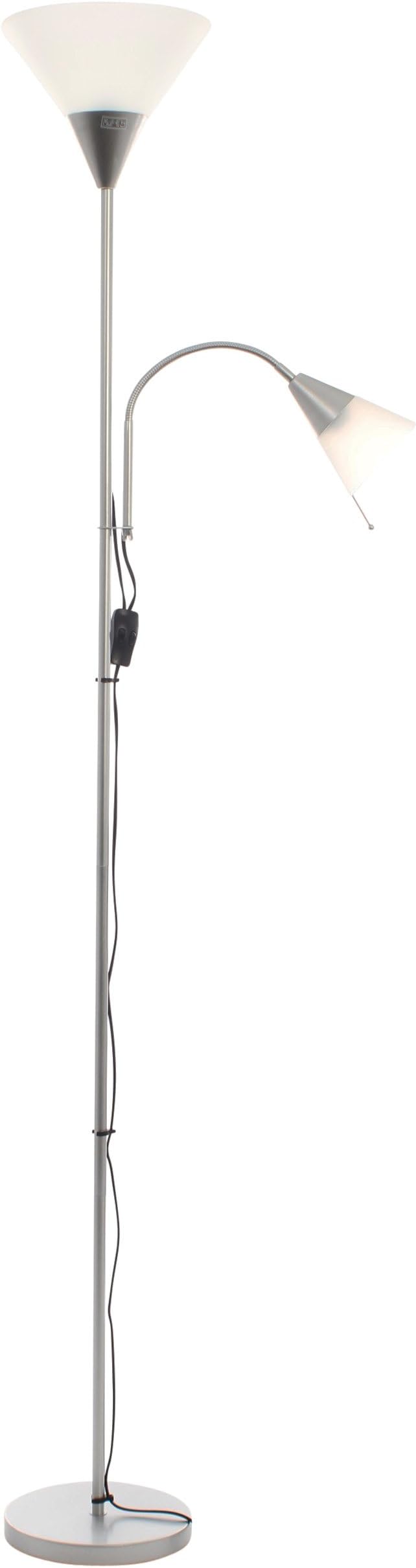 Mother and Child Floor Lamp Light Silver Colour with Frosted Shades 180cm Tall