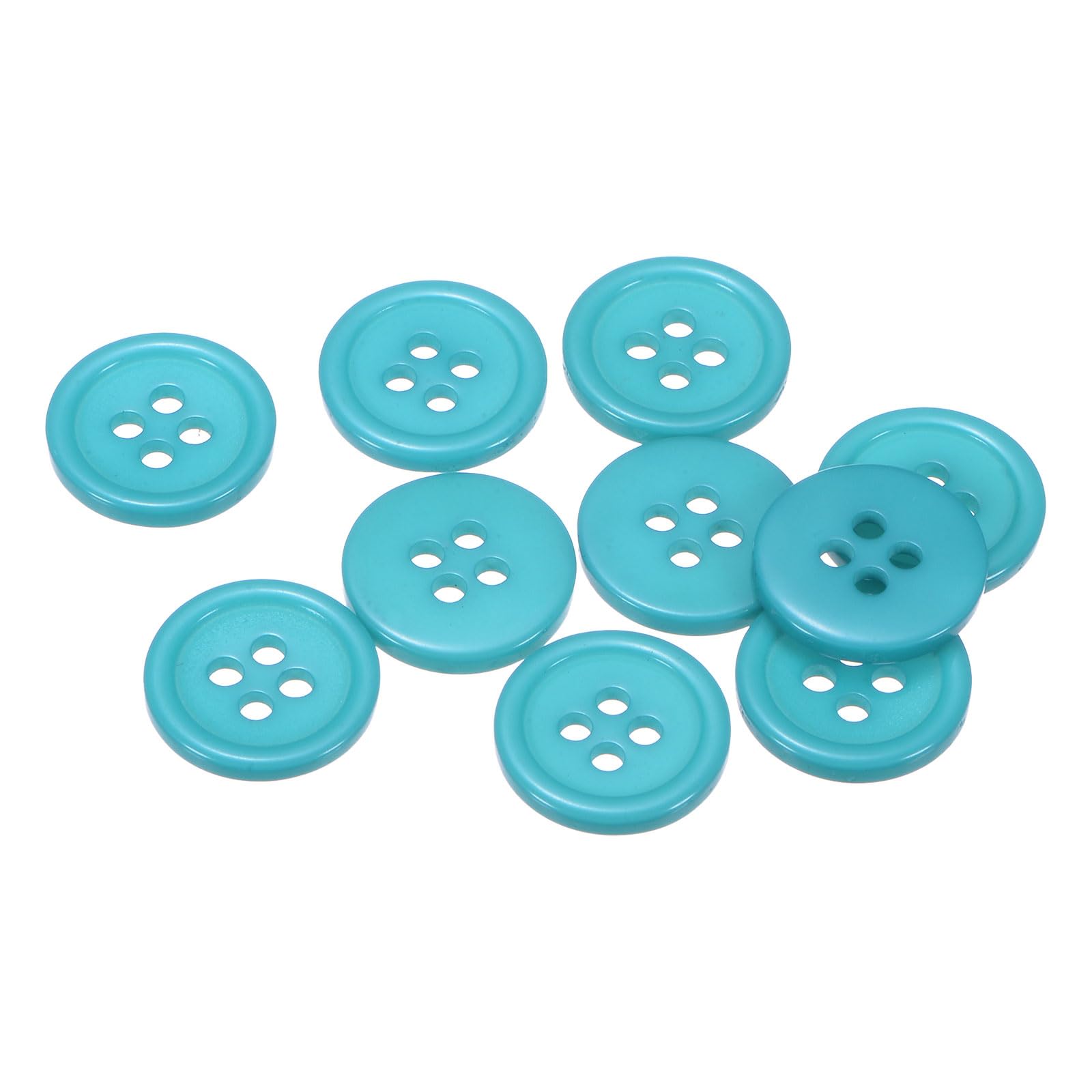 sourcing map 10pcs 24L Sewing Buttons 5/8" Resin Round Flat 4-Hole Craft Buttons, Blue