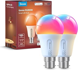 Govee Smart A19 LED Light Bulbs, 1000lm RGBWW Dimmable, Wi-Fi Colour Changing LED Bulbs, Works with Alexa & Google Assista...