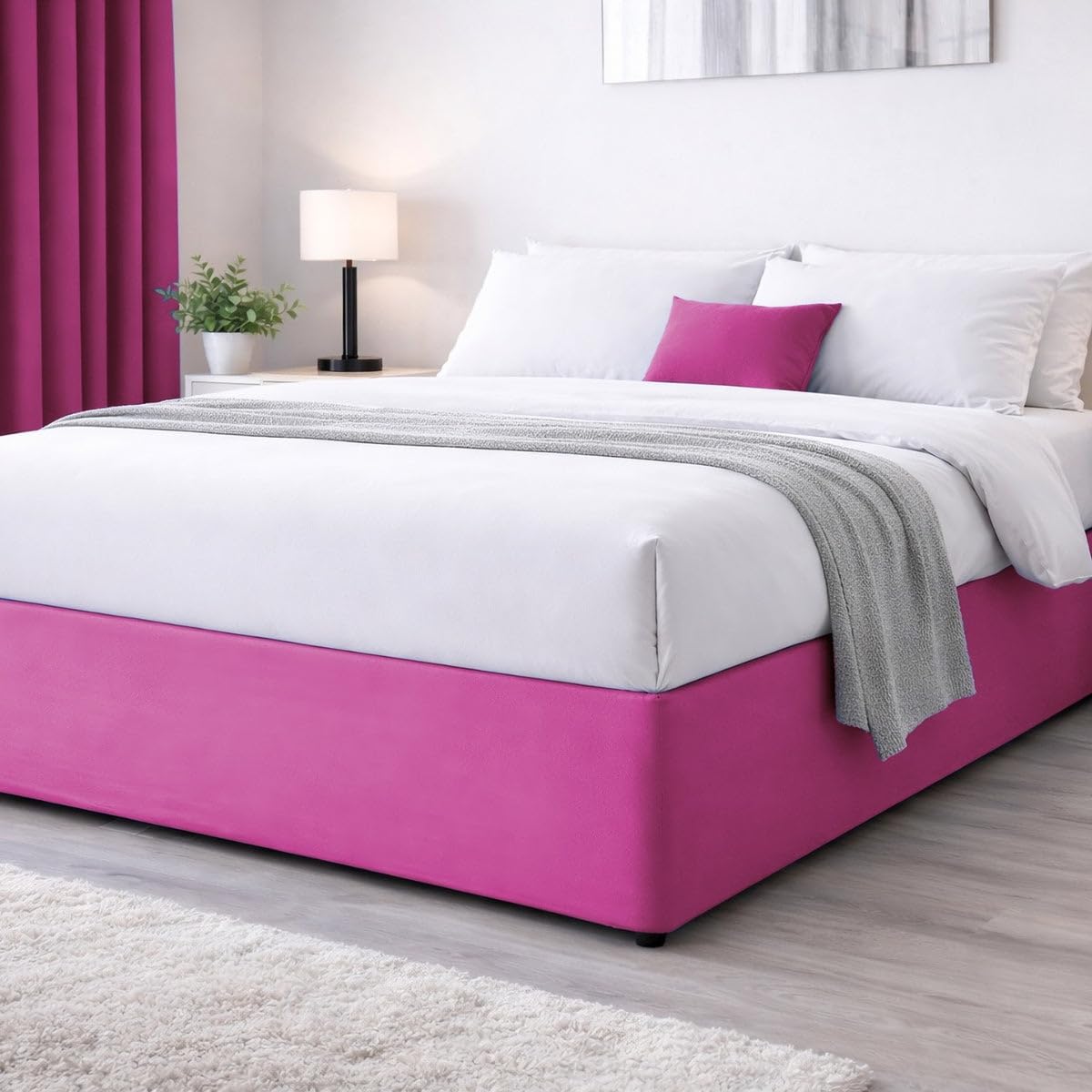 John Aird Elasticated Bed Valance Divan Base Cover Skirt (Fuchsia, Double) โ image 1