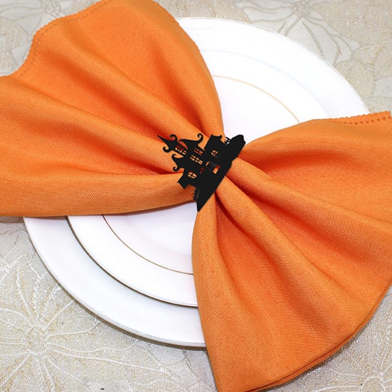 Amosfun 4pcs Halloween Castle Napkin Ring Holders Metal Decorative Buckles for Party Table Setting Wedding Celebration Banquet Accessories