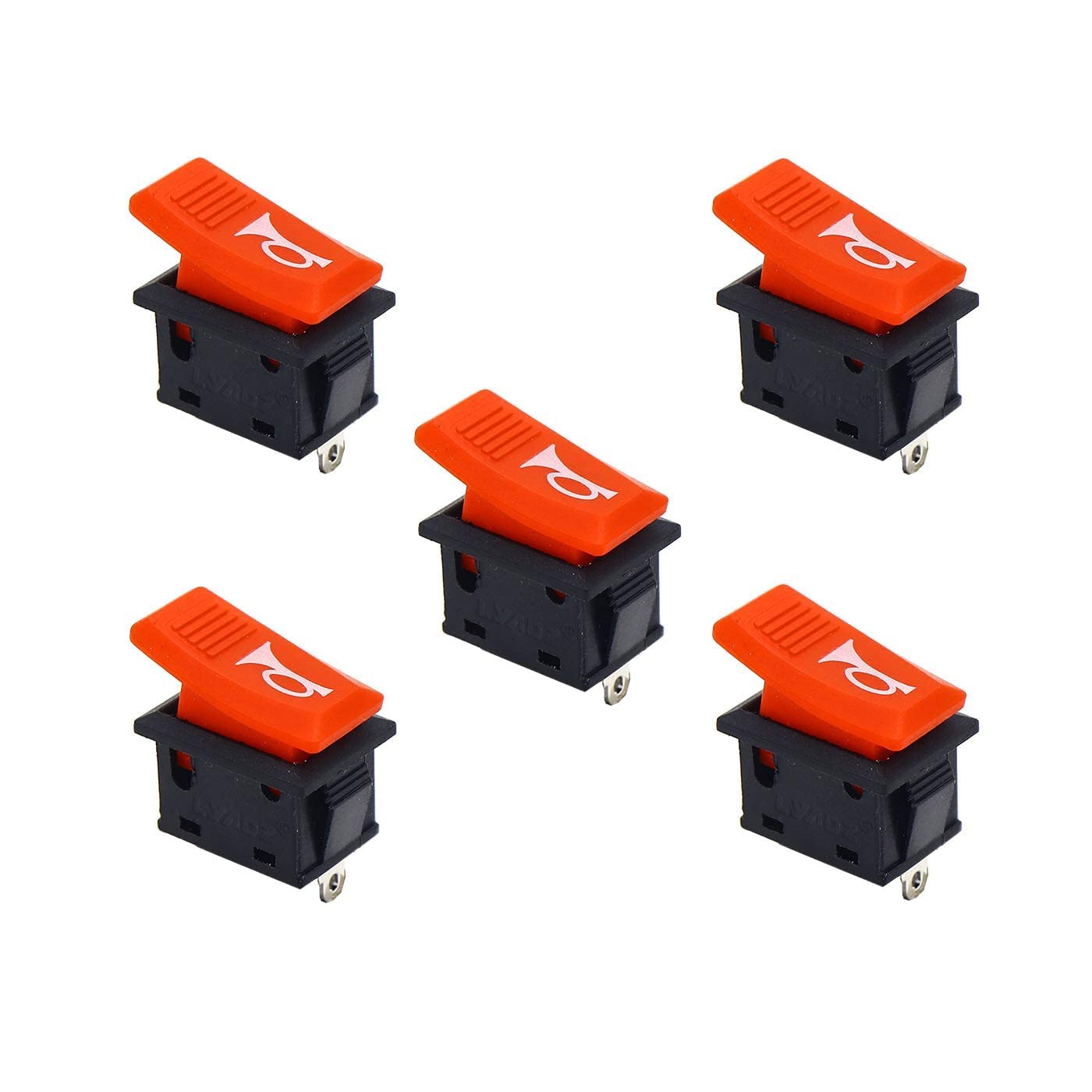10A 125V AC 2 pin SPST momentary red color small plastic horn rocker switch pack of 5-picture-20