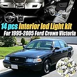 14Pc Super White 6000k Car Interior LED Light Bulb Kit Pack Compatible for 1995-2005 Ford Crown Victoria