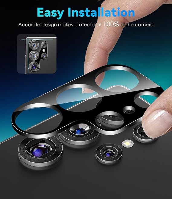 CloudValley [4 Pack Camera Lens Protector for Samsung Galaxy S25 Ultra, 9H Tempered Glass Lens Cover, Anti-Scratch & Case Friendly [Not Affect Flash & Night Shot],Black