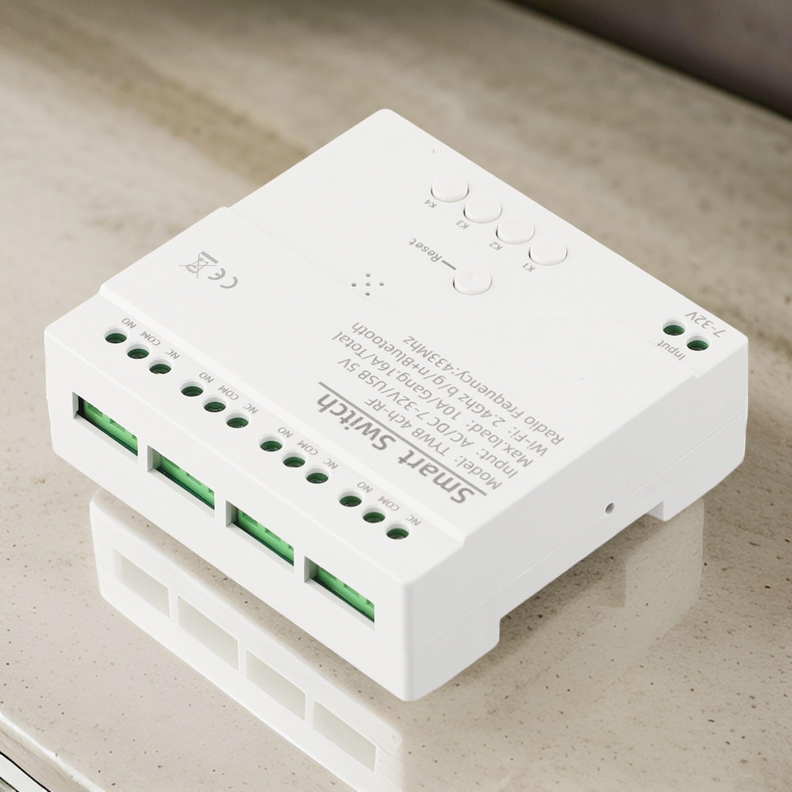 Interruptor de relé inalámbrico de 4 vías para interruptor de relé DC 5 – 32 V, autobloqueo con función de escritura para la aplicación Tuya Life, control remoto de 433 MHz, compatible con Google Home