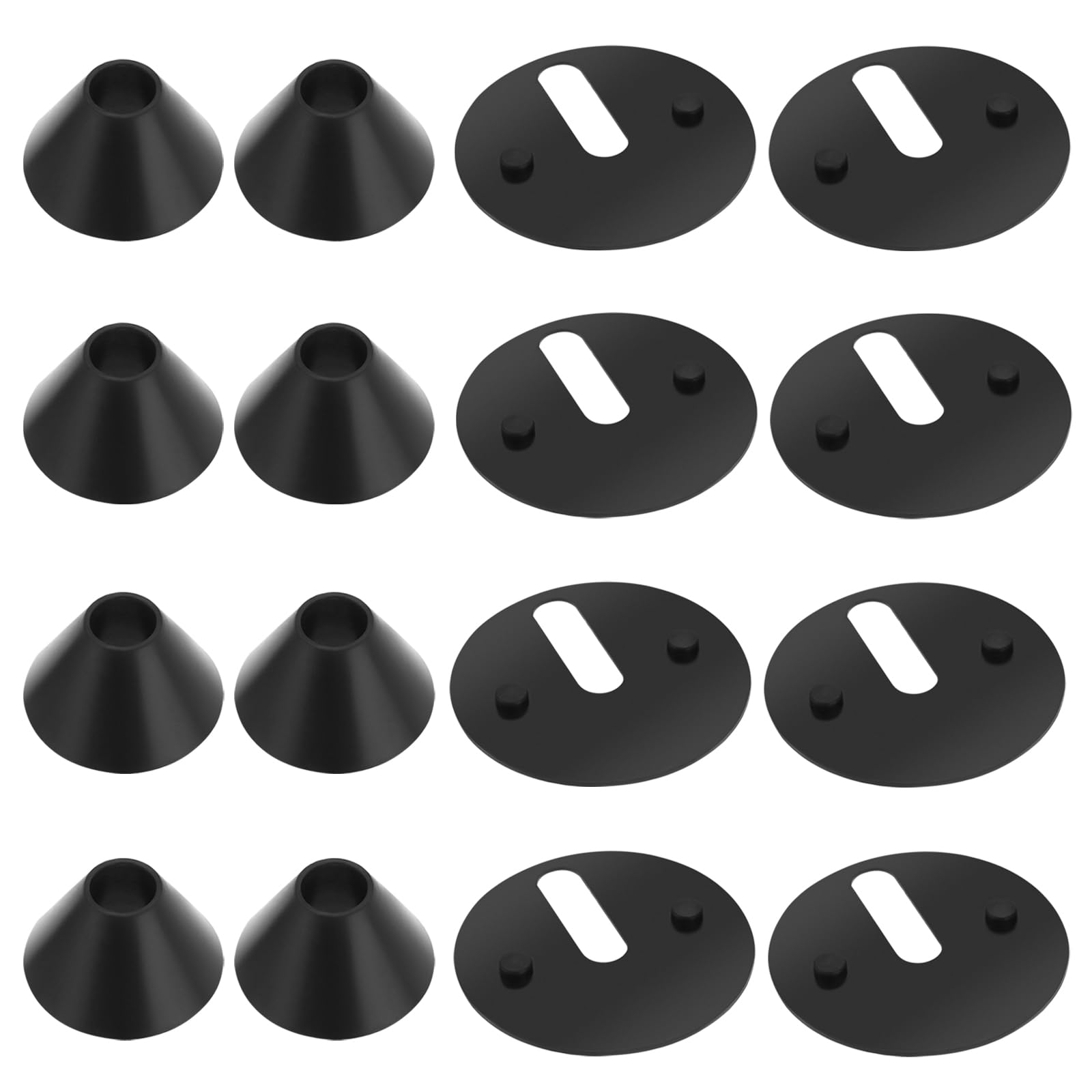 Ecsing Black 16Pcs Toilet Hinge Base Plate Washer Pad Sets For Toilet Seat Hinge Fitting Rubber Washer Replacement Non-Slip Toilet Hinge Fixings 40Mm Washers M8 Conical Pad