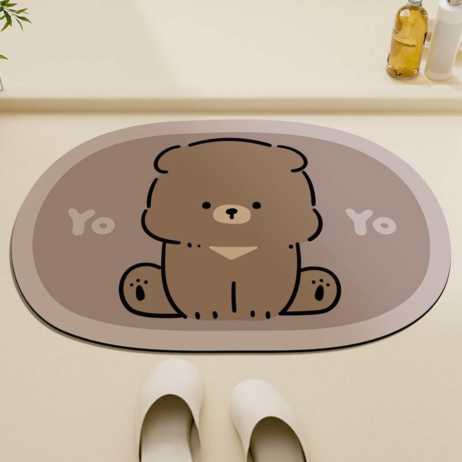 Alfombra de baño infantil de diseño oso para salida de ducha limpia y segura