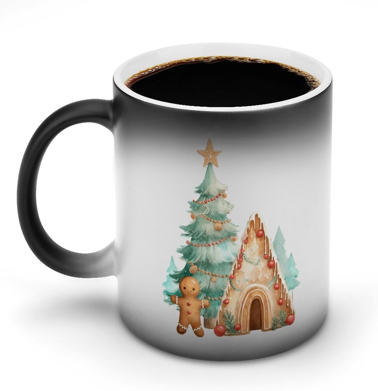 Christmas Gingerbreadman Color Changing Mug Heated Ceramic Cup Heat Sensitive Coffee Mug Fun Gift
