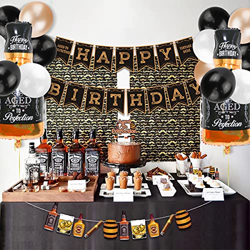 Whiskey Birthday Party Decorations, Aged to Perfection Birthday Party Supplies Whiskey Birthday Banner Garland, Whiskey Cake Toppers, White Black Champagne Gold Balloons 5 Whiskey Birthday Party Decorations, Aged to Perfection Birthday Party Supplies Whiskey Birthday Banner Garland, Whiskey Cake Toppers, White Black Champagne Gold Balloons - Image 6