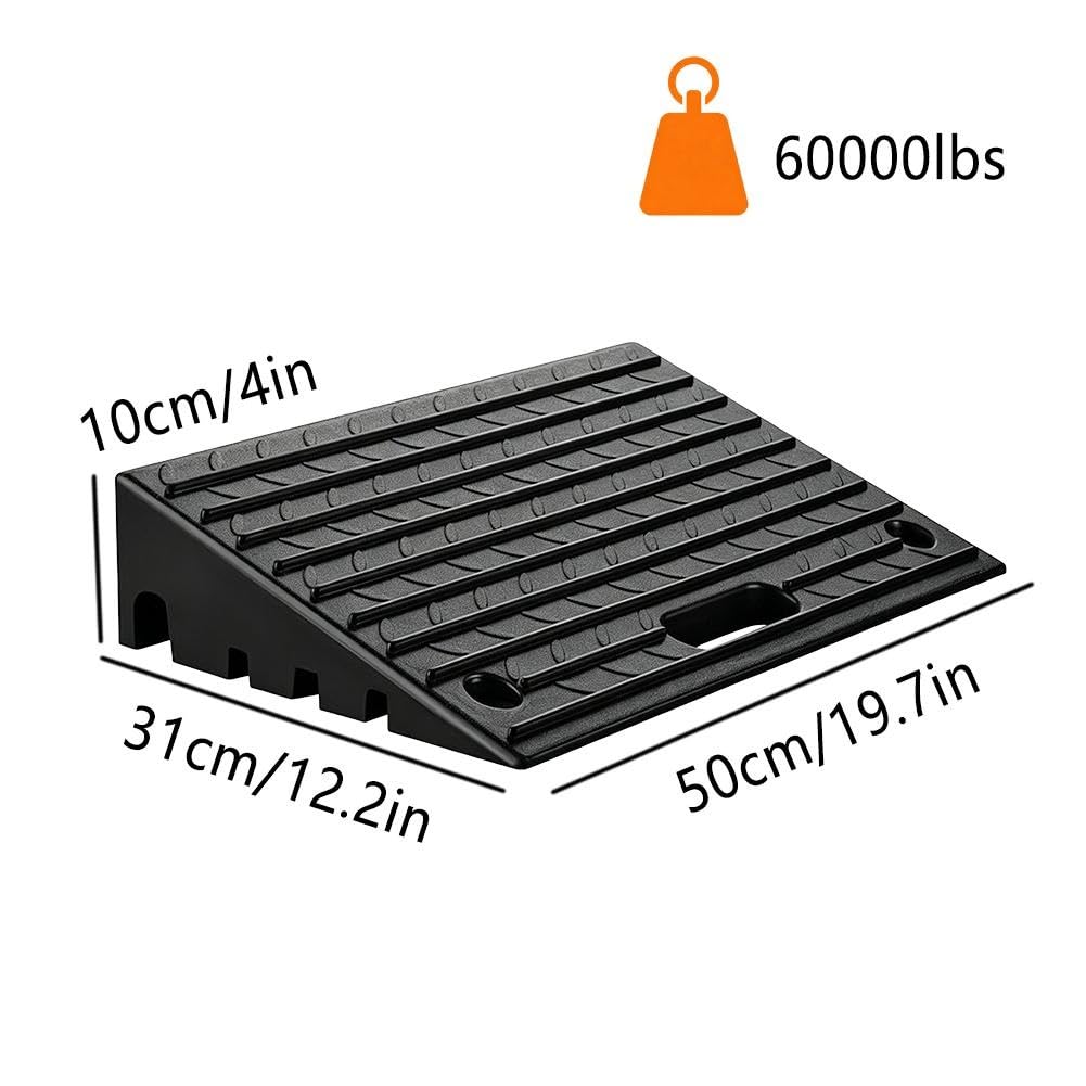 Ramp Krawężnikowych Wysokość 10 cm Przenośna Rampa Progowa Uchwytami | Zestaw 2, Nośność 27000 kg, Powierzchnia Antypoślizgowa, Modułowa Konstrukcja łączona, Odpowiednia