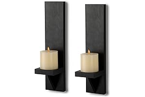 Rustic Black Wall Mounted Wooden Candle Sconces - Perfect Farmhouse Home Decor