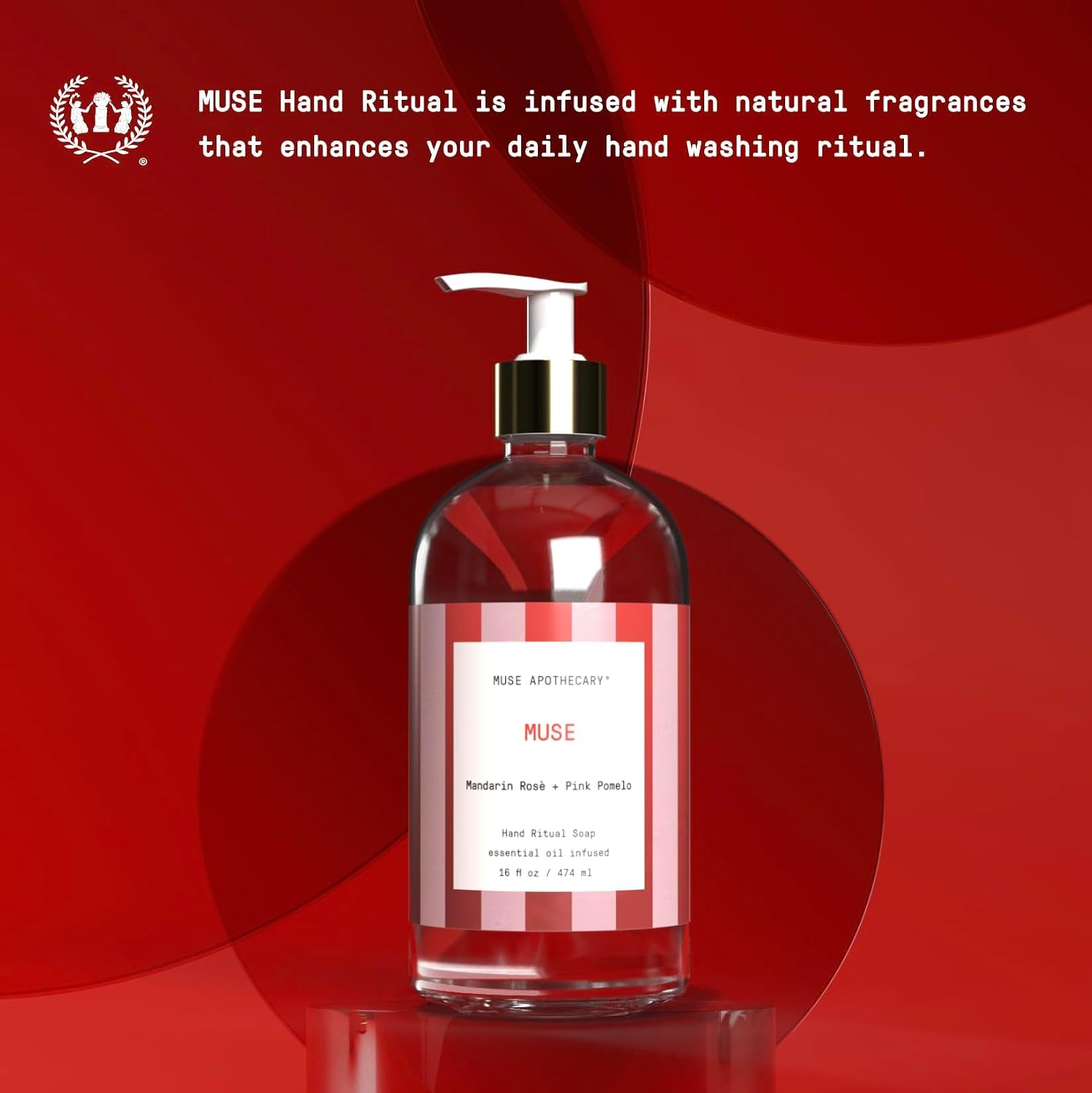 Muse Apothecary Hand Ritual - Aromatic and Nourishing Hand Soap, Infused with Natural Aromatherapy Essential Oils - Great Valentine's Day Gift - 16 oz, Mandarin Rosè + Pink Pomelo, 2 Pack