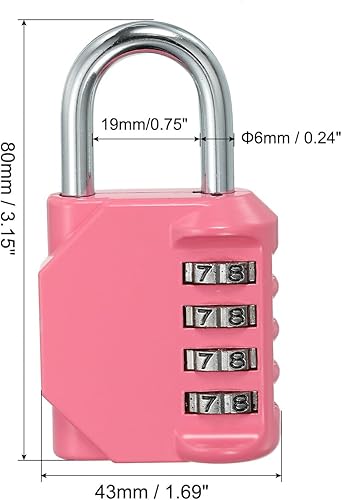 Miniatura 2 de PATIKIL Candado de combinación de 4 dígitos de 3 pulgadas de largo, cerradura de combinación reiniciable de aleación de zinc impermeable para caja