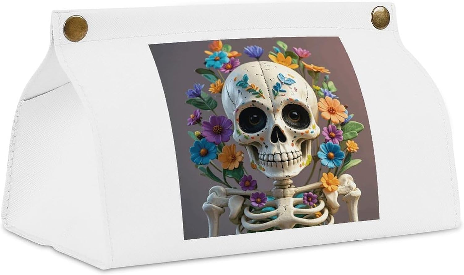 Decorative PU Tissue Paper Holder Ghost Printed Tissue Box Cover Napkin Tissues Organizer Home Decor for Bathroom Night Stands Desk Car Dining Table