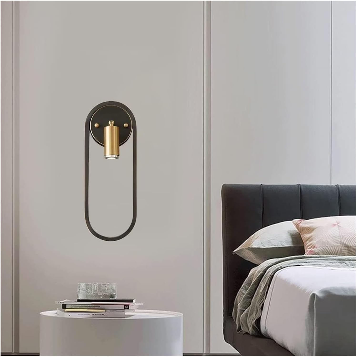 Lampada da Parete Ovale, Applique da Parete per Comodino, Faretto A LED Dimmerabile, Interamente in Rame, con Striscia in Silicone, Apparecchio di Illuminazione, Appliqu,Dolphin Waves