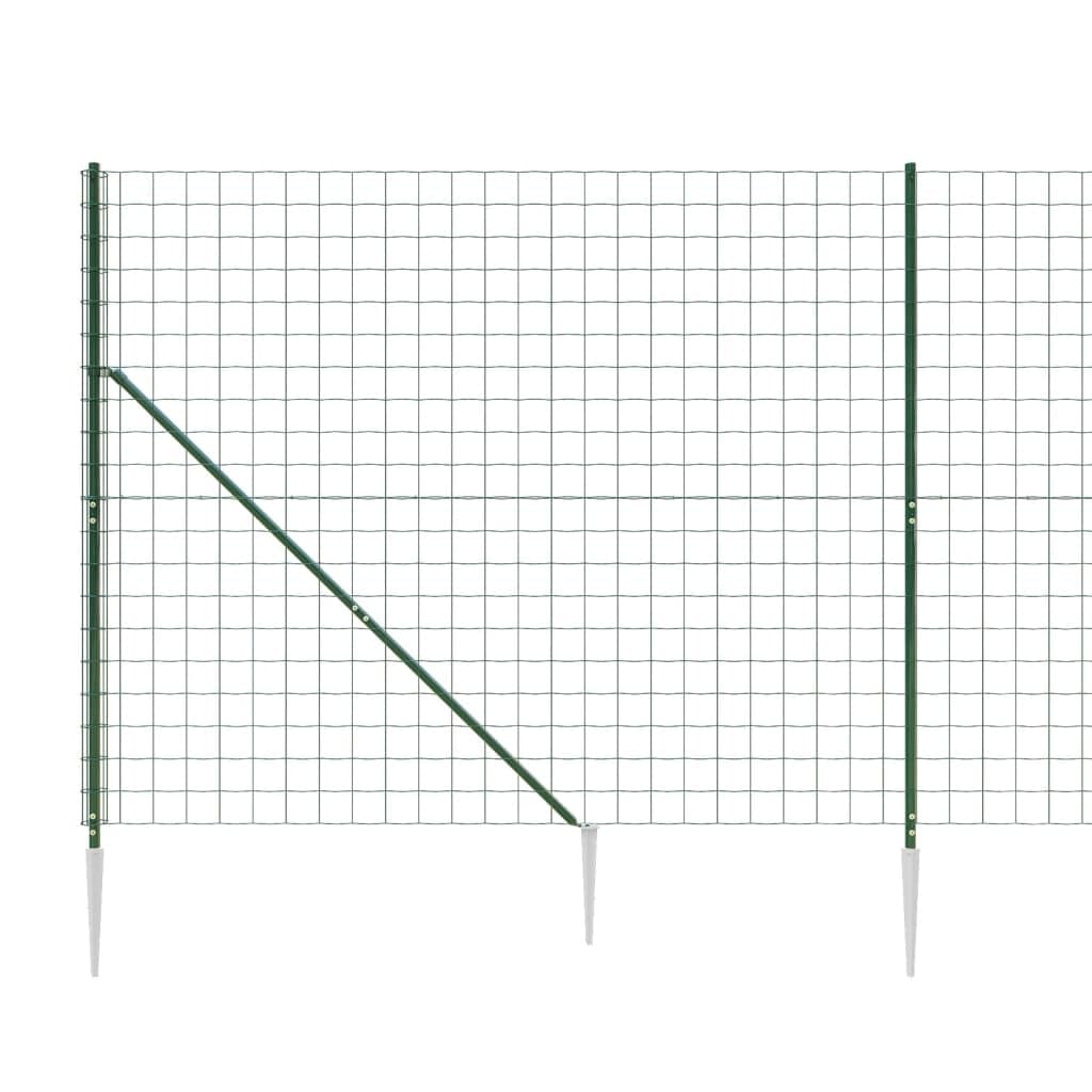 Valla de malla de alambre con casquillos de suelo, color verde, 0,8 x 10 m, con revestimiento de PVC y galvanizado para cercado seguro y recinto para animales