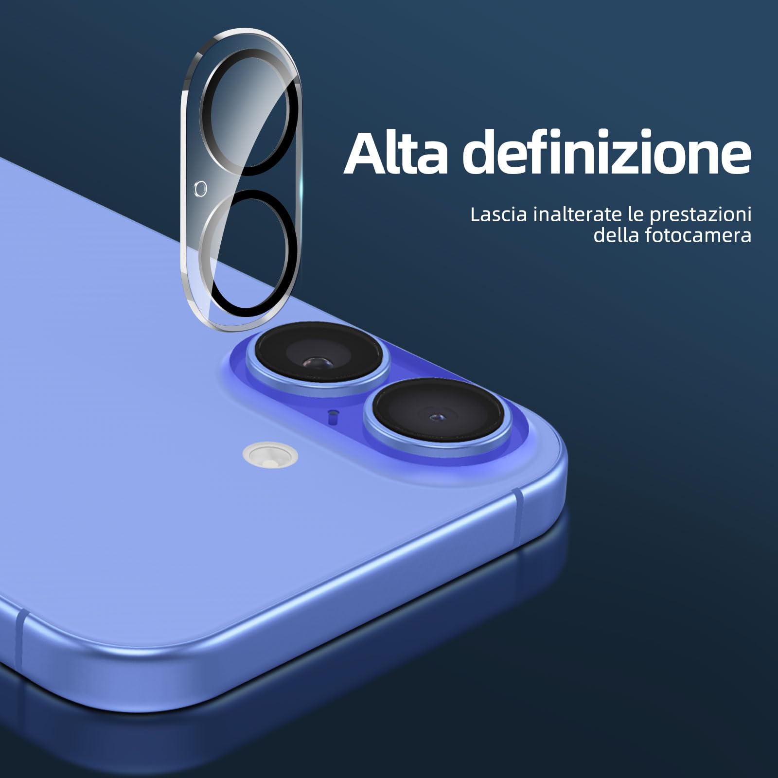 UniqueMe per iPhone 16 Plus Pellicola Protettiva - 2 Pezzi Pellicola Vetro Temperato per iPhone 16 Plus e 2 Pezzi Protezione Fotocamera, Resistente ai Graffi, Bubble Proof
