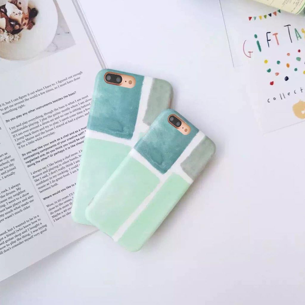 J.west iPhone 8 Plus Case, iPhone 7 Plus Case, Pattern Printed Bumper Slim TPU Soft Rubber Silicone Cover Anti-Scratch Thin Back Protective Phone Case Cover for iPhone 7 Plus/8 Plus (Mint Green Grey)