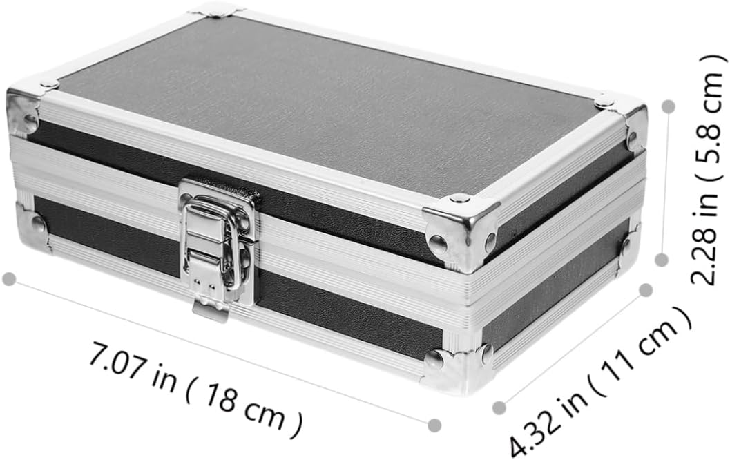 Garneck Mini Silver Briefcase - Portable Aluminum Tool Case - 42 Inch Small Briefcase for Travel Storage & Organization Durable Carrying Case for Tools Cosmetics Instruments Black