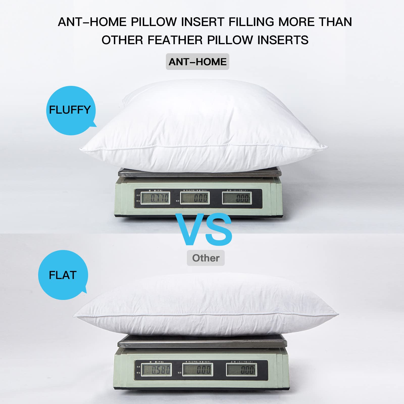 Juego de 4 almohadas de plumas suaves de 22 x 22 pulgadas, almohadas decorativas para interiores, para sofá, cama, sofá