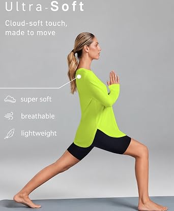PINSPARK Workout Tops for Women Long Sleeve Shirts Ultra-Soft Gym Top S-3XL
