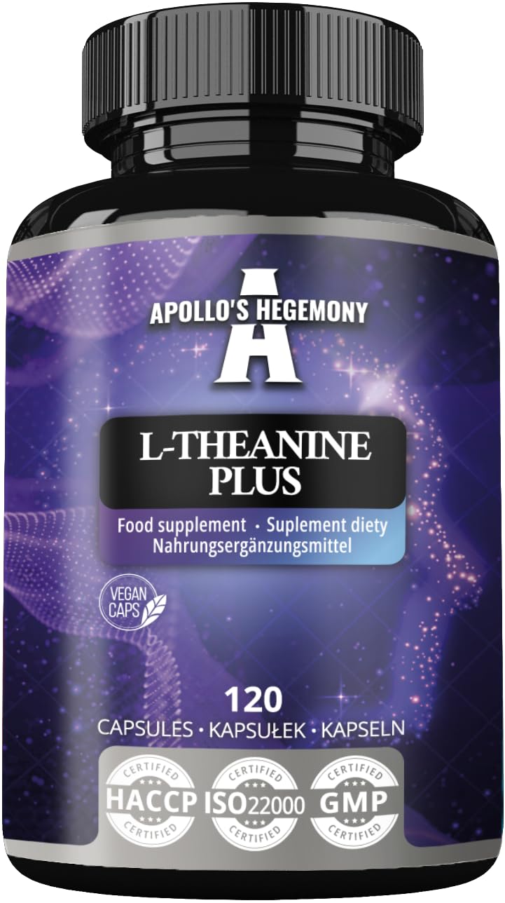 L-Teanina (98% estratto di tè verde) con Myo-Inositolo 300 mg - 120 capsule vegane - 4 mesi di fornitura - Supporta la chiarezza mentale e la gestione dello stress - da Apollo's Hegemony