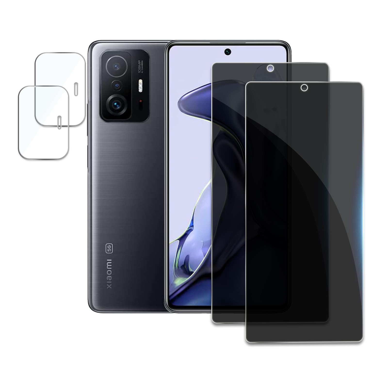 AYWLPP Privacy Pellicola Protettiva per Xiaomi 11T/11T Pro Pollici, 2 Pezzi Pellicola in Vetro Temperato Film AntiSpy con 2 Pezzi Protezione Fotocamera, durezza 10H, Compatibile con Cover