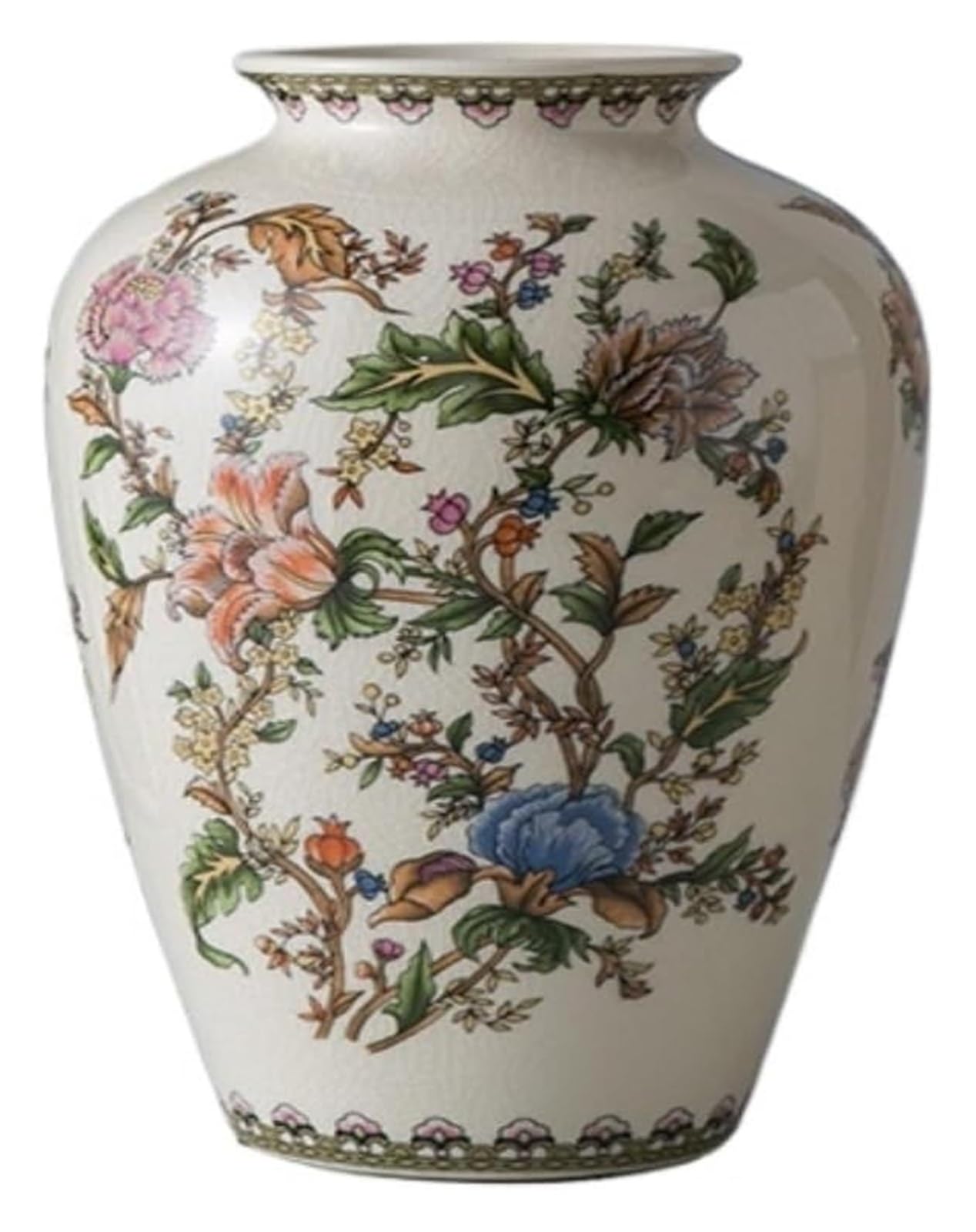 Vase Tabletop Flower Glass Retro Ceramic Craft Creative Country Flower And Bird Living Room Ornaments Vase(F)-W-A(F)
