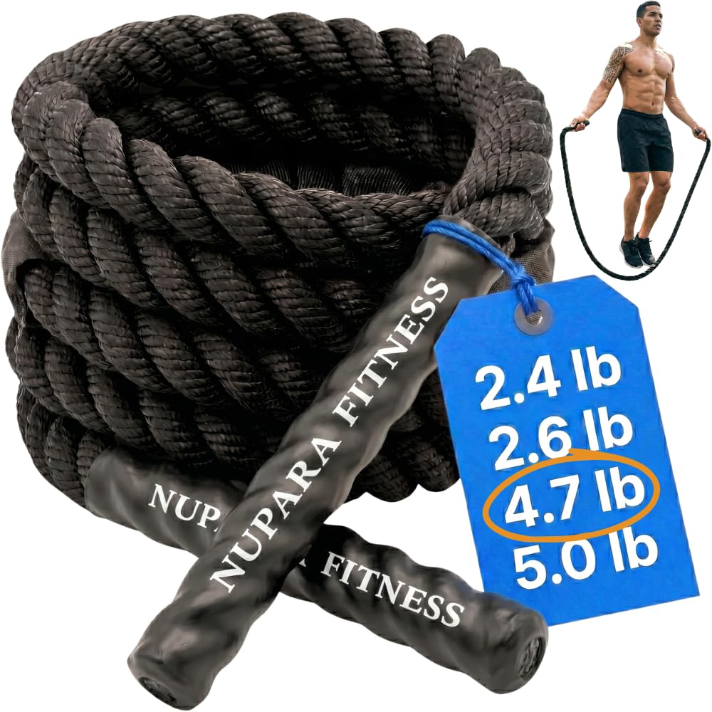 Corde à sauter lestée pour homme et femme Corde à sauter lourde pour adulte pour fitness, exercice, force, cardio, perte de poids 1,1 kg à 2,3 kg